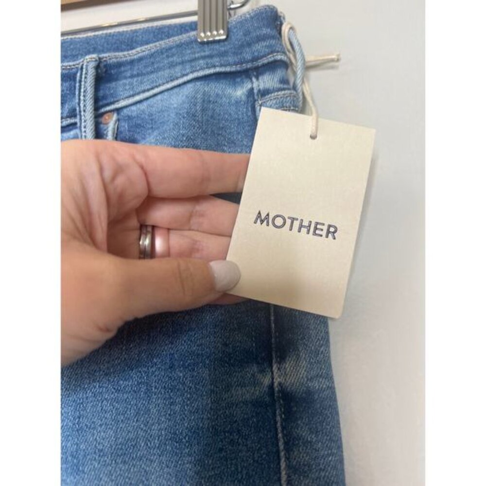 NWT Mother Mid Rise Dazzler Ankle Fray Riding The Cliff Side Jeans Blue Size: 26 - Picture 4 of 10